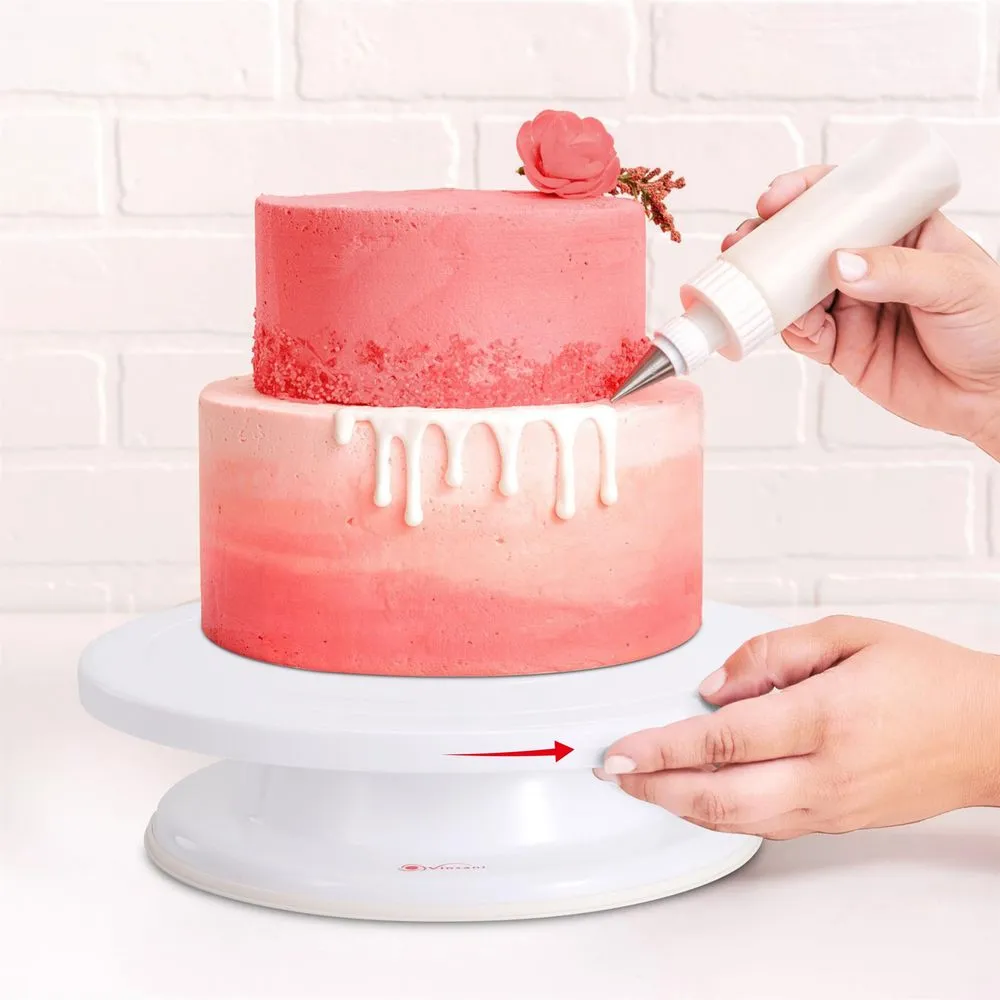 10.8" Rotating Cake Turntable Stand Cake Decorating Holder - White