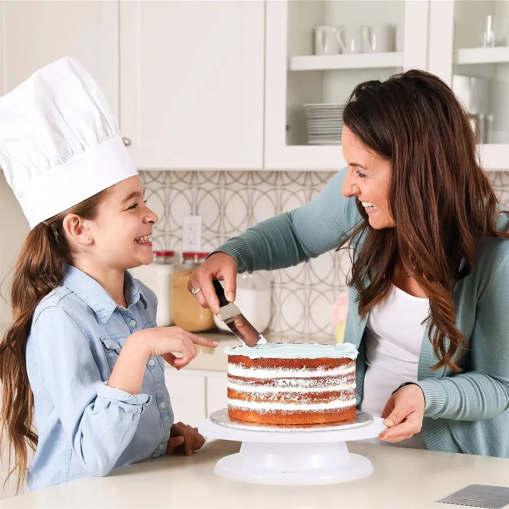 10.8" Rotating Cake Turntable Stand Cake Decorating Holder - White