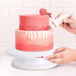 10.8" Rotating Cake Turntable Stand Cake Decorating Holder - White