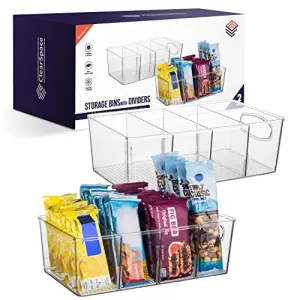 10" x 6" x 3" Clear Plastic Storage Bins with Dividers