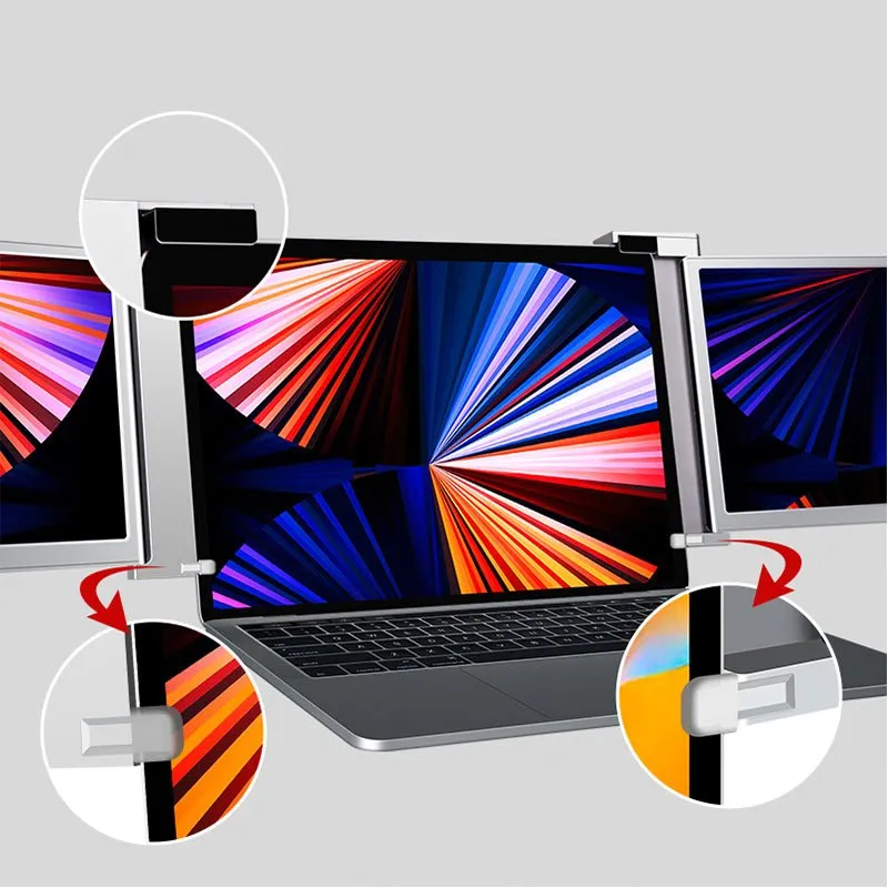 12 Inch Triple Portable Monitor 2023 FOPO 1080P FHD IPS Attachable Triple Screen Extender Grey Color