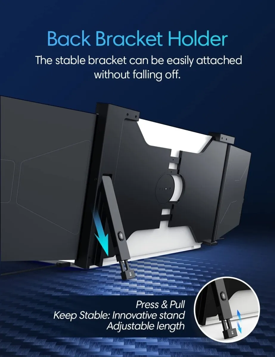 12 Inch Triple Portable Monitor 2023 FOPO 1080P FHD IPS Attachable Triple Screen Extender Grey Color