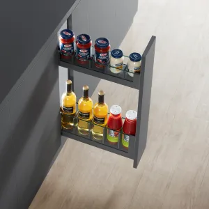 150mm Glass Pull-Out Storage – Sleek Space-Saving Kitchen Organiser