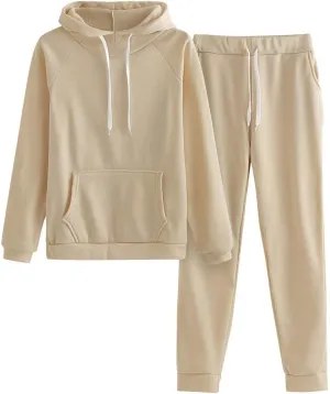 2 Piece Outfits for Women, Womens Sweatshirts Oversized Hoodie Long Sleeve Pullover Tracksuit Jogger Sweatpants with Pockets