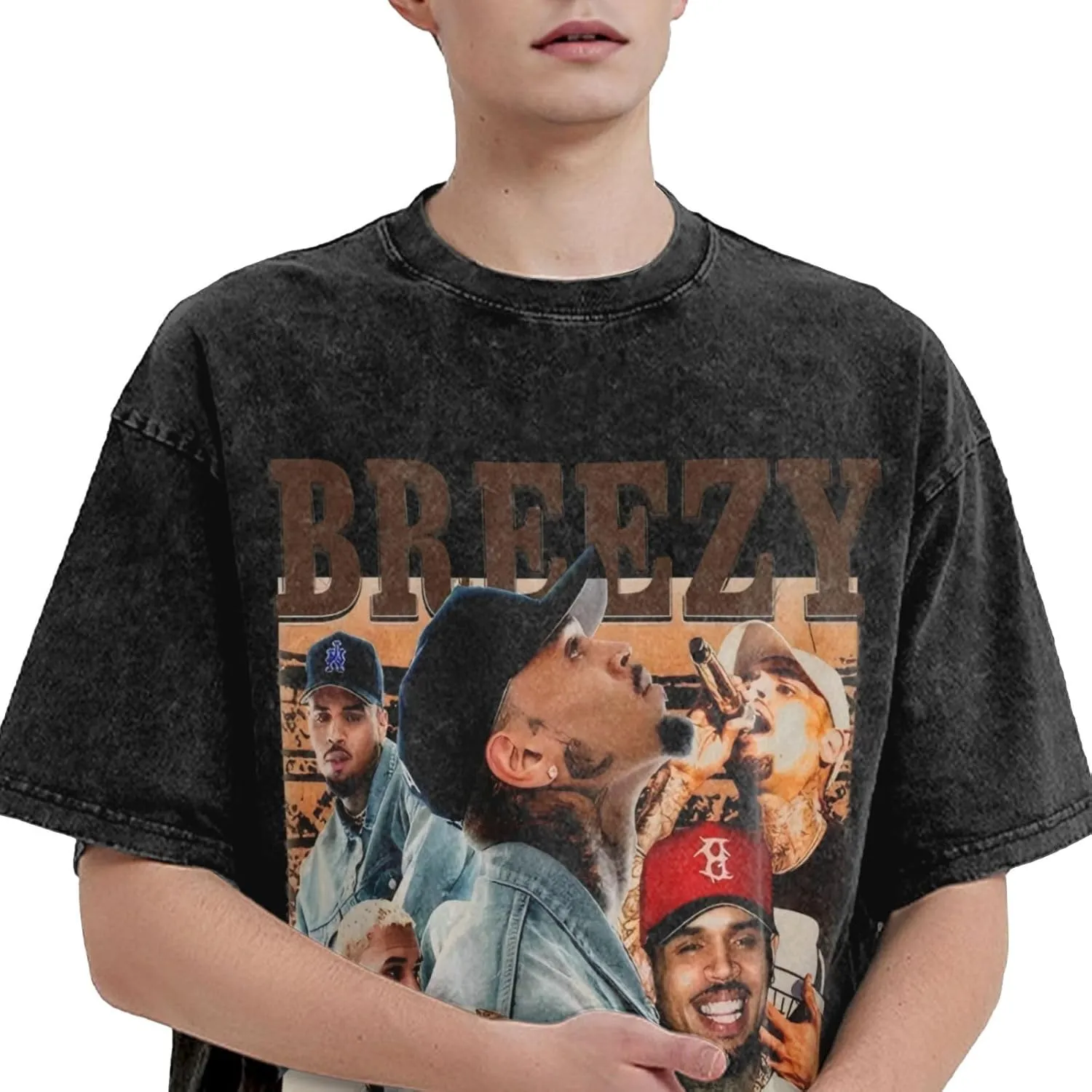 2025 Music Tour T-Shirt Mens Loose Interesting Cotton Retro Tops Black
