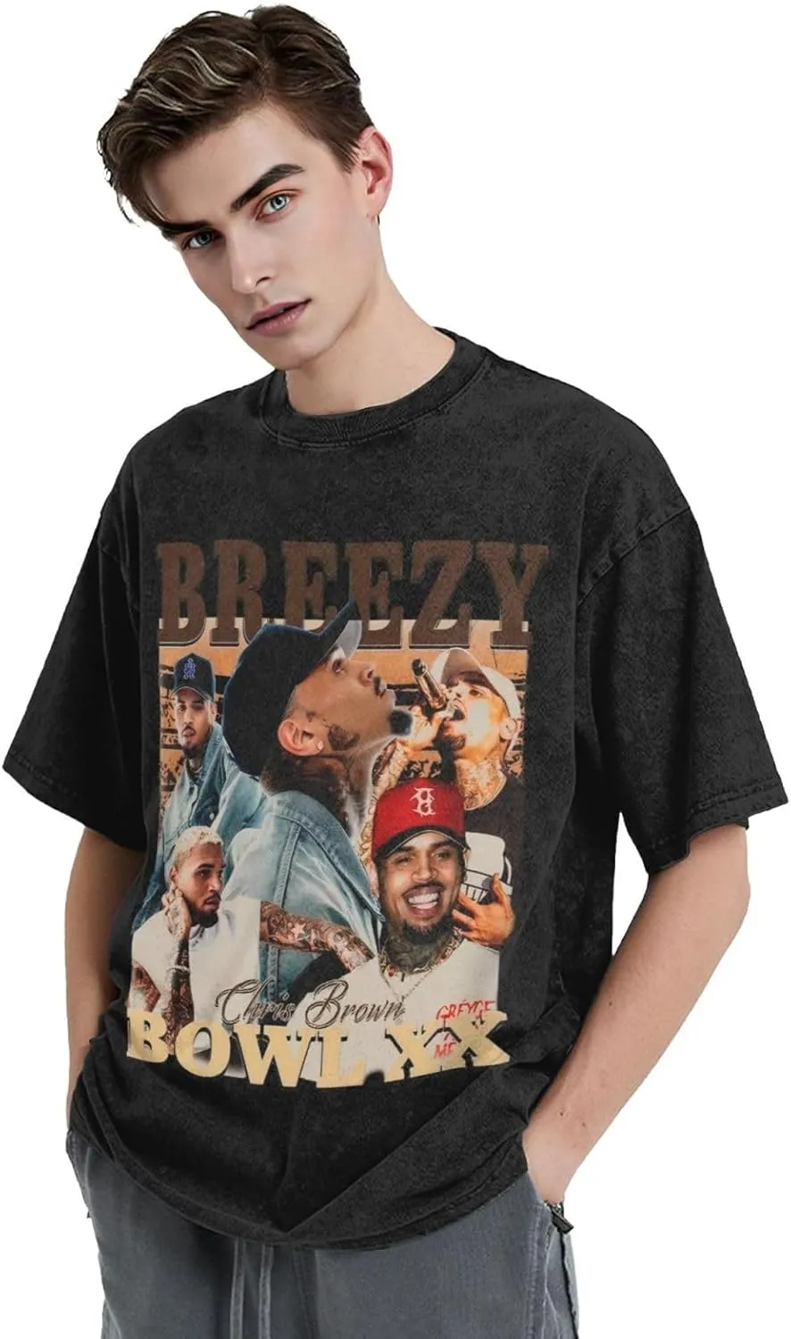 2025 Music Tour T-Shirt Mens Loose Interesting Cotton Retro Tops Black