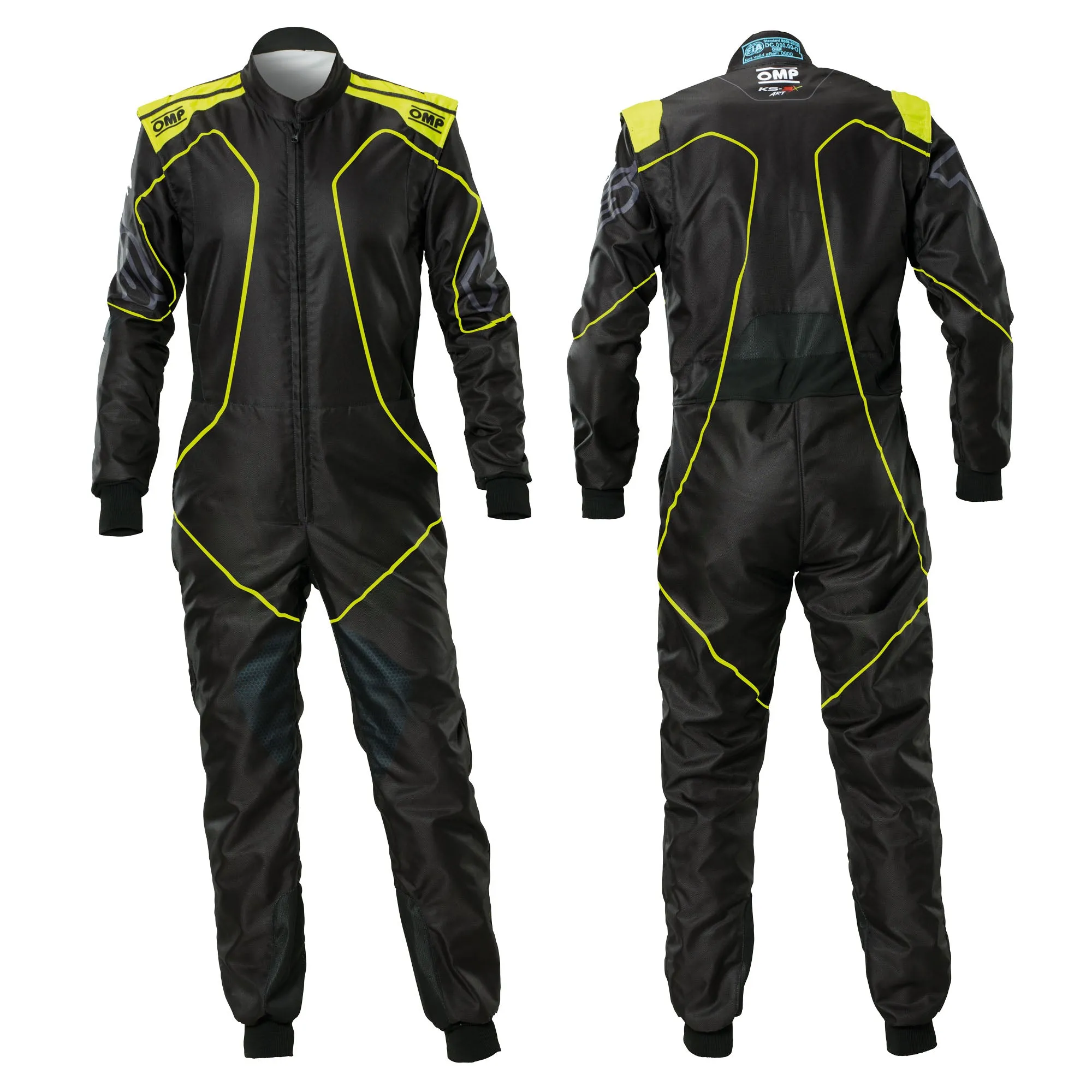 2025 OMP KS-3X ART Karting Suit Black/Yellow Design FIA 8877-2022 Go-Kart Racing