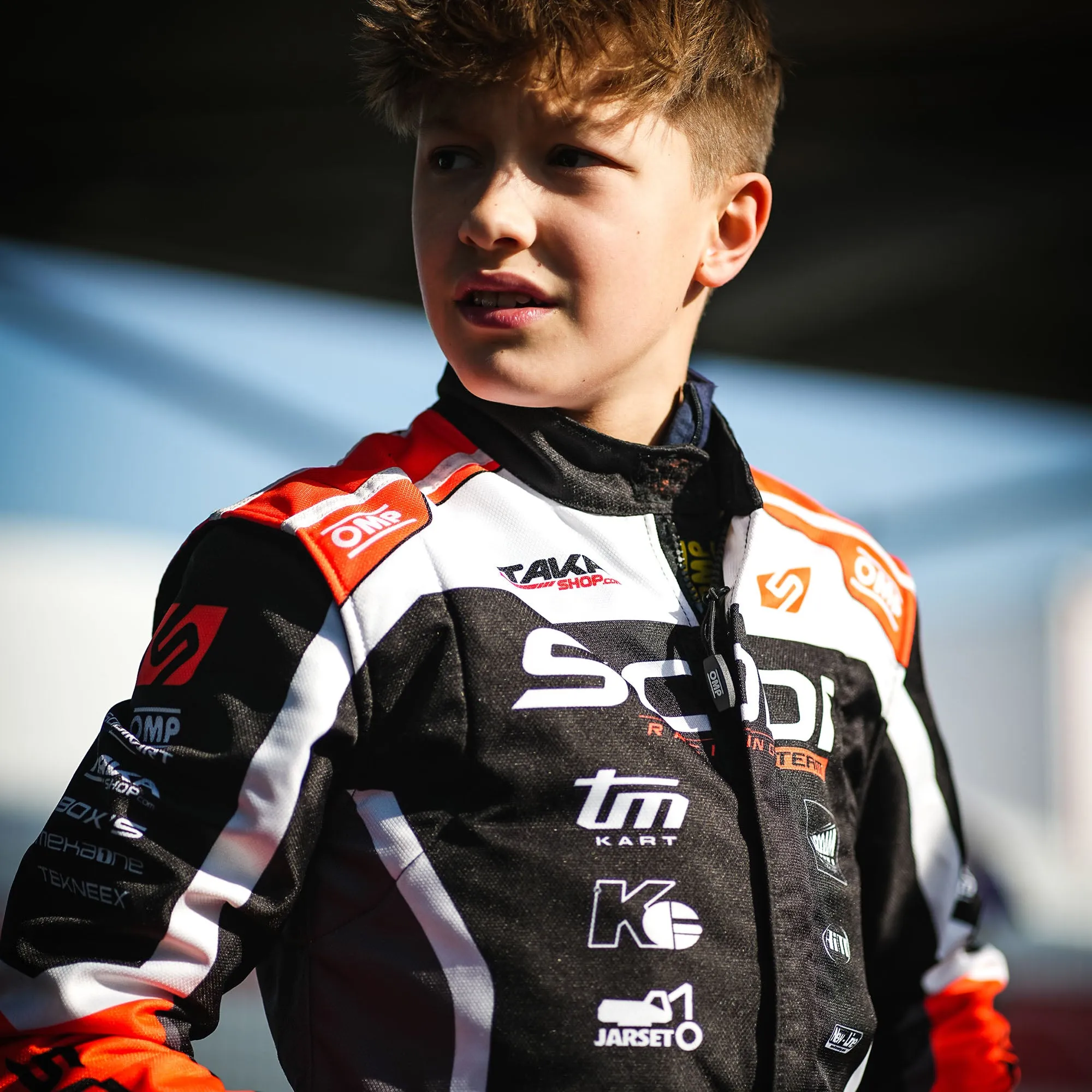 2025 OMP KS-3X ART Kids Karting Suit Black/Red Design FIA 8877-2022 Kart Racing