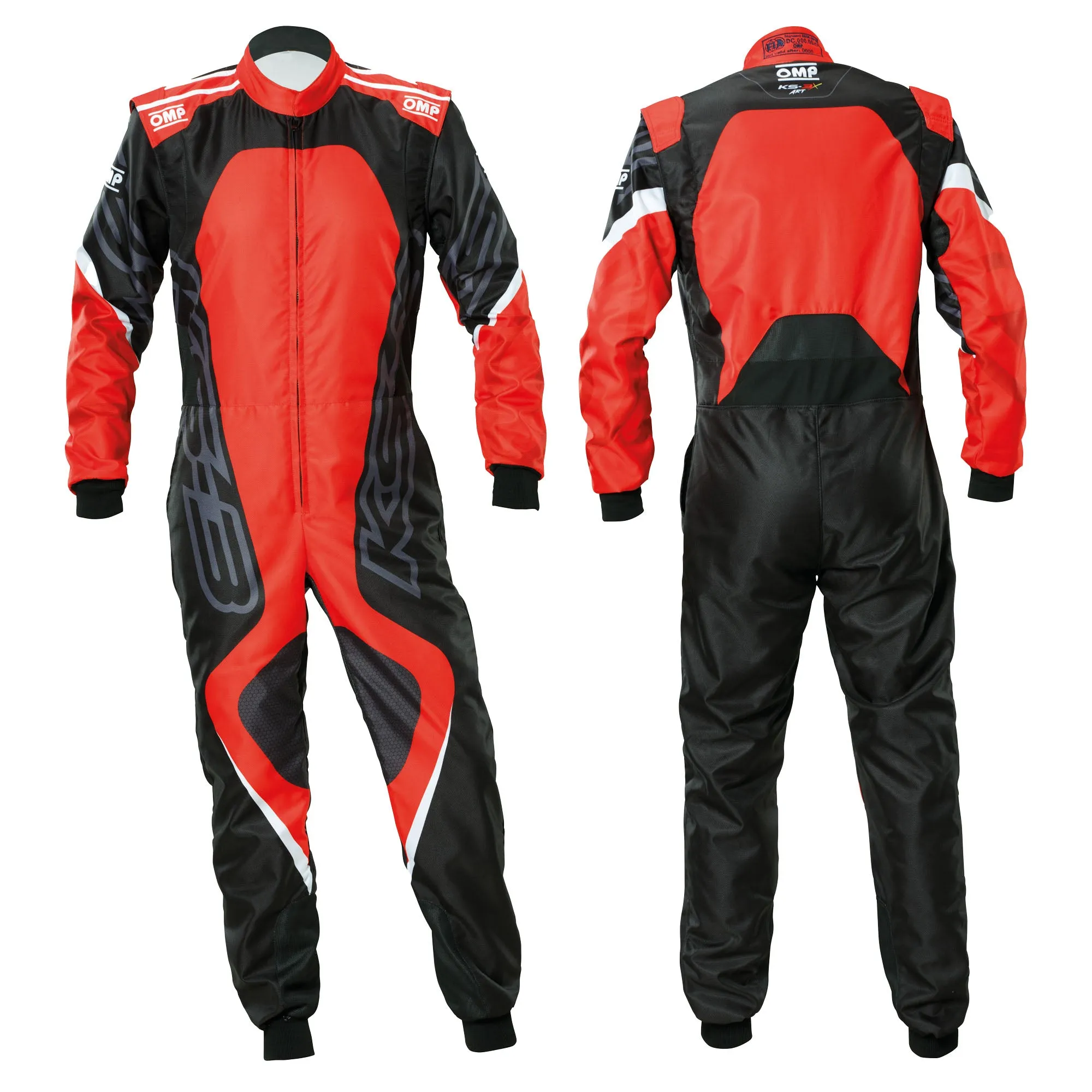 2025 OMP KS-3X ART Kids Karting Suit Black/Red Design FIA 8877-2022 Kart Racing