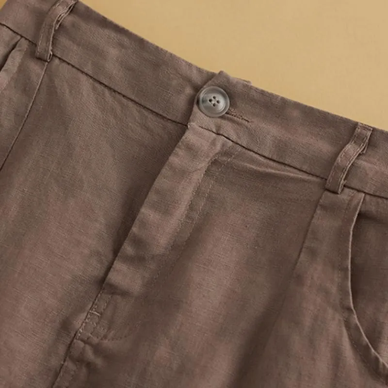 2025 Summer Vacation Midi Skirts for Women Casual Solid Color A Line Button Front Skirt with Pockets