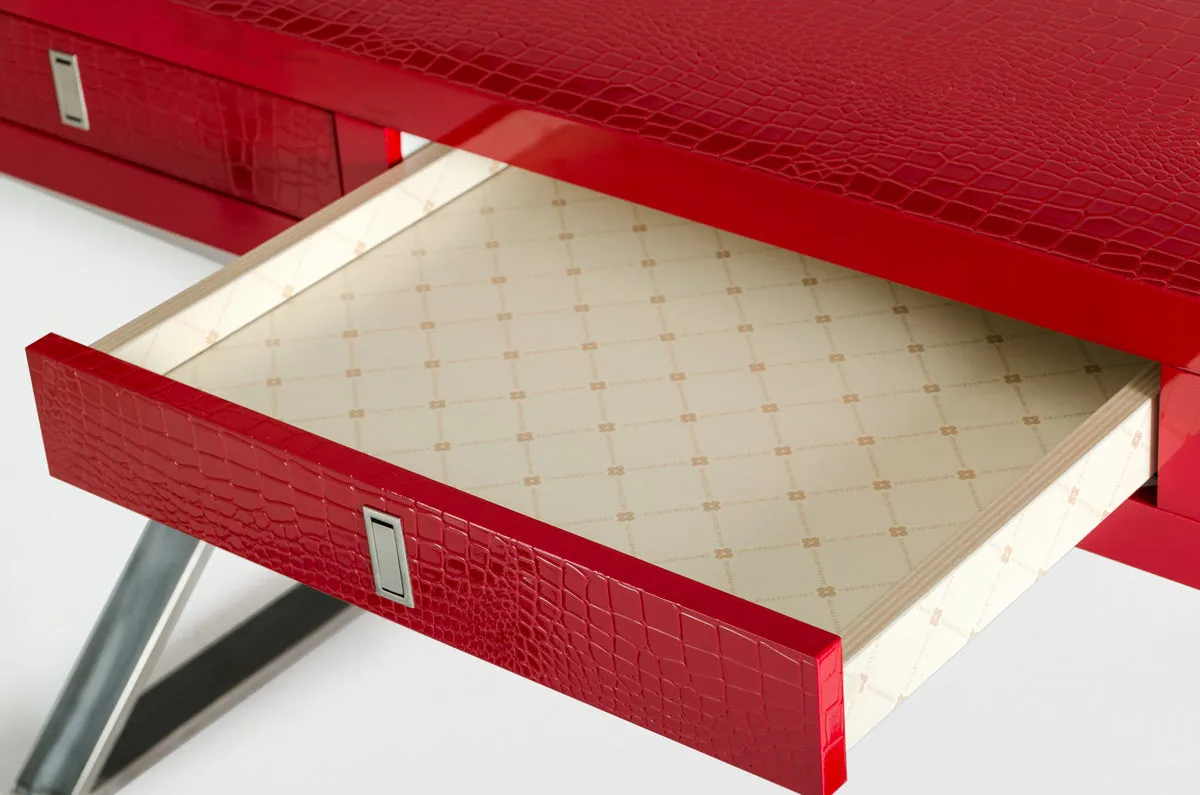 21 Red Crocodile MDF and Steel Desk By Homeroots