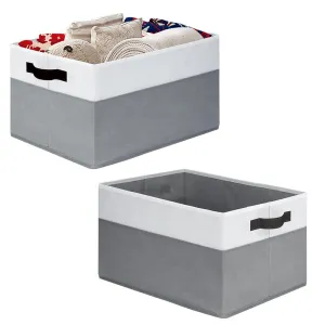 2Pcs Foldable Storage Bins Large Closet Storage Baskets for Clothes Blanket Beddings Towels Gray