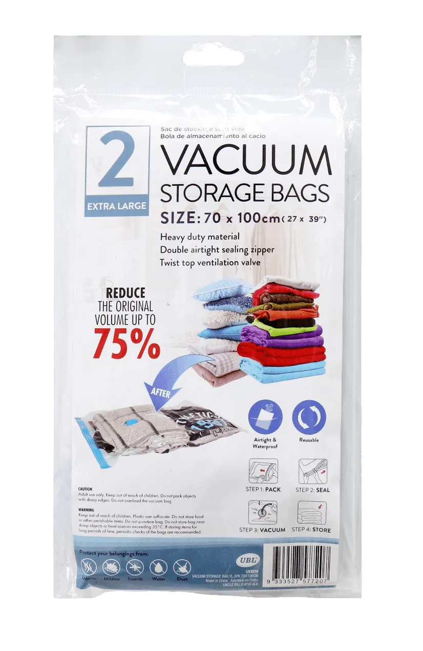 2Pk Extra Large Vacuum Storage Bag | 70 x 100cm