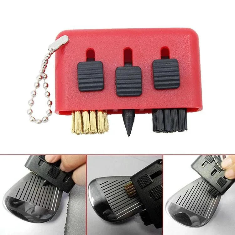 3-Piece Portable Golf Groove Cleaning Brush | Black