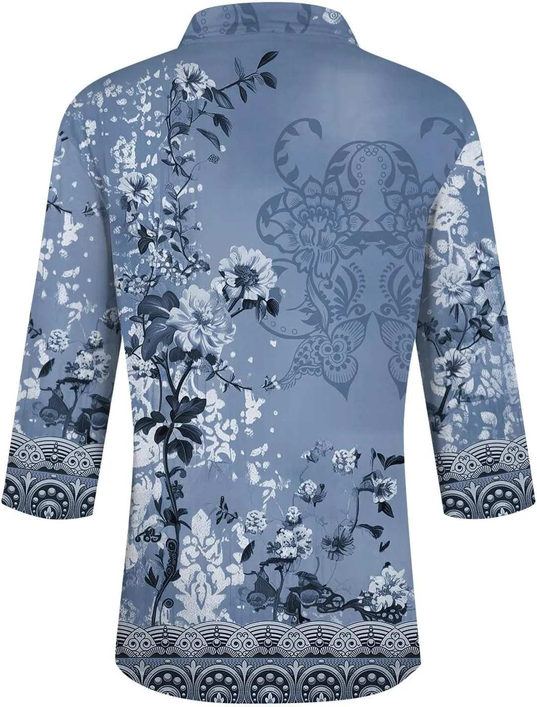 3/4 Length Sleeve Shirts for Women 2024 Trendy 1/2 Zipper Collar Lapel Tops Plain Color Tees Tunic Blouses Clothing
