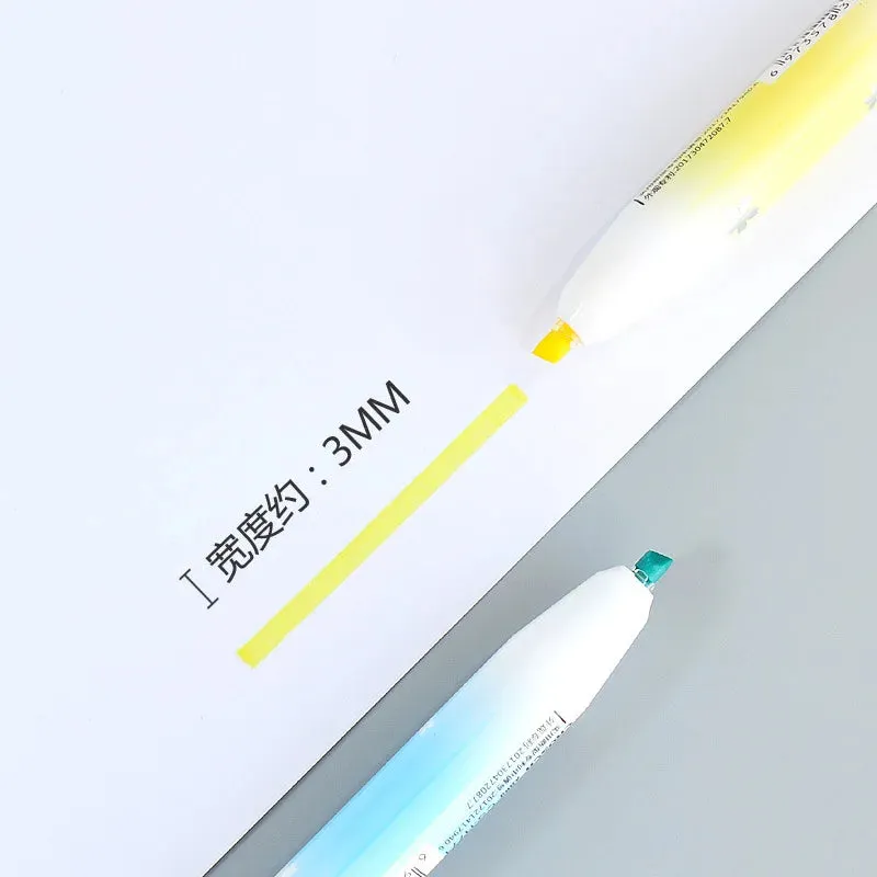 6 Pieces Kawaii Retractable Highlighters Macaron Pastel Fluorescent Markers