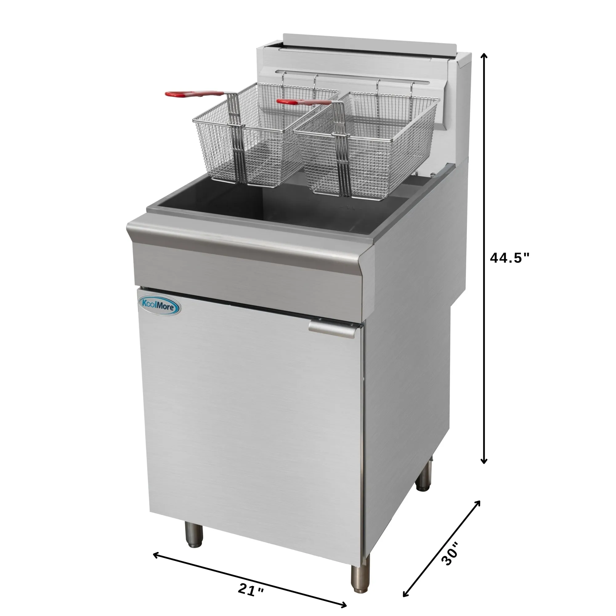 75 lb. Floor Standing Liquid Propane Commercial Fryer with 150,000 BTU in Stainless-Steel, ETL Listed (KM-FDF75-LP)