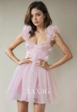 A-Line Straps Tulle Elegant Party Homecoming Dress