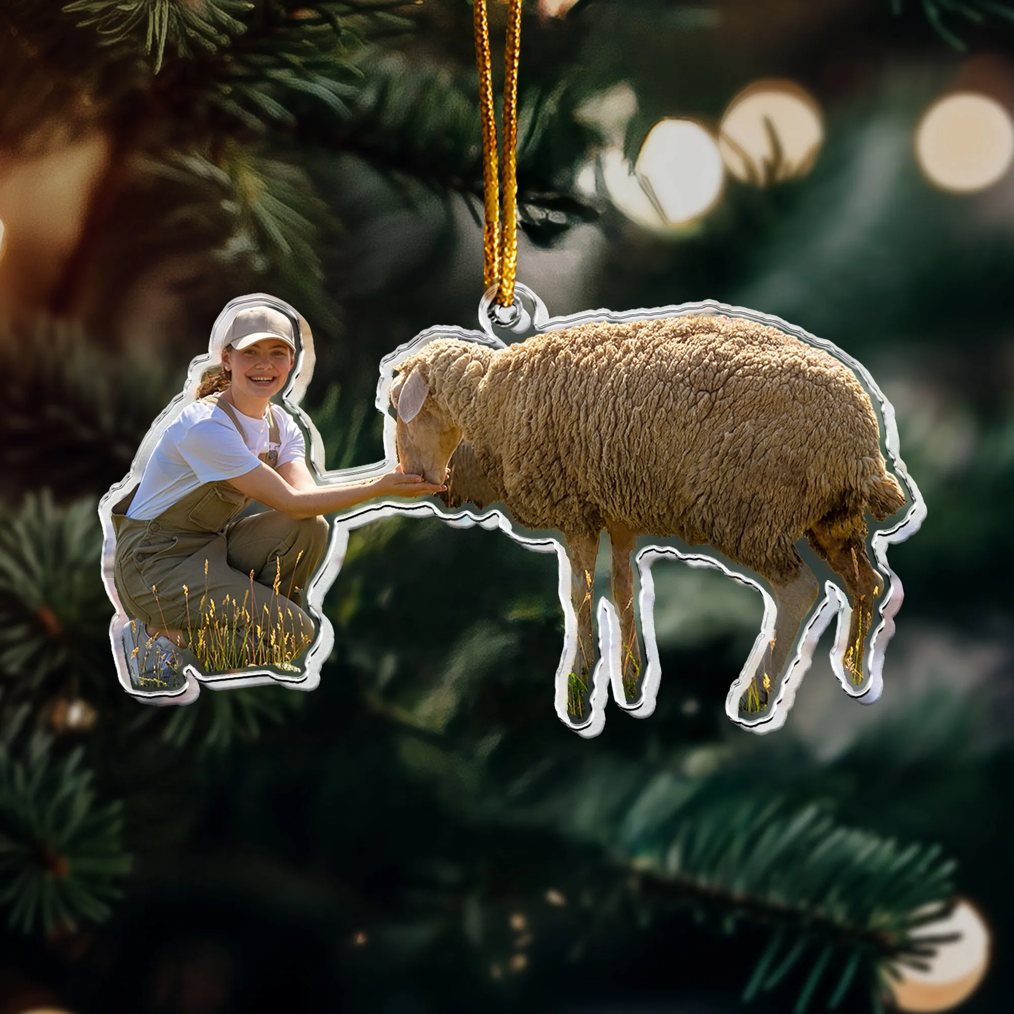 A Lovely Farmer Girl With Her Animal - Personalized Acrylic Photo Ornament