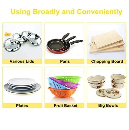 Advutils Expandable Pots and Pans Organizer Rack for Cabinet - Holds 7 Pans & Lids to Keep Cupboards Tidy - Adjustable Bakeware Rack for Kitchen and Pantry