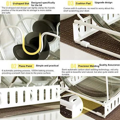 Advutils Expandable Pots and Pans Organizer Rack for Cabinet - Holds 7 Pans & Lids to Keep Cupboards Tidy - Adjustable Bakeware Rack for Kitchen and Pantry