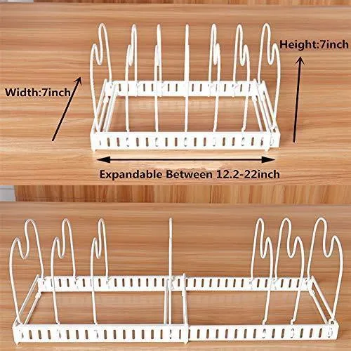Advutils Expandable Pots and Pans Organizer Rack for Cabinet - Holds 7 Pans & Lids to Keep Cupboards Tidy - Adjustable Bakeware Rack for Kitchen and Pantry