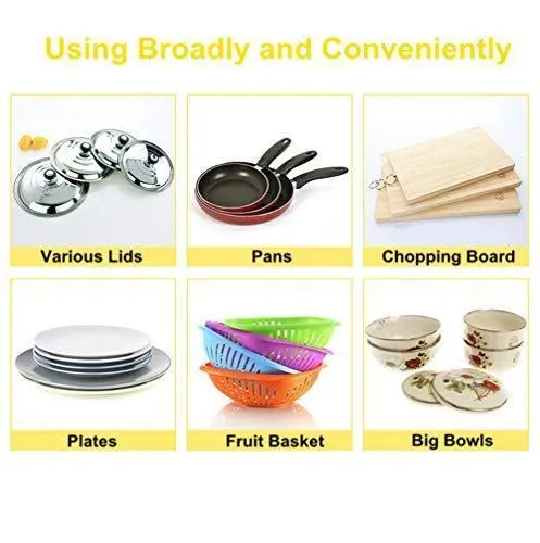 Advutils Expandable Pots and Pans Organizer Rack for Cabinet - Holds 7 Pans & Lids to Keep Cupboards Tidy - Adjustable Bakeware Rack for Kitchen and Pantry
