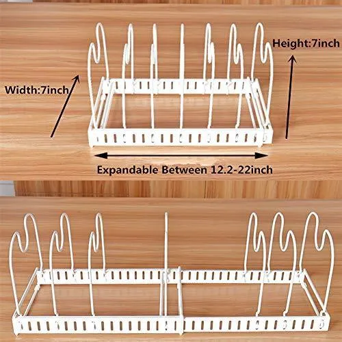 Advutils Expandable Pots and Pans Organizer Rack for Cabinet - Holds 7 Pans & Lids to Keep Cupboards Tidy - Adjustable Bakeware Rack for Kitchen and Pantry