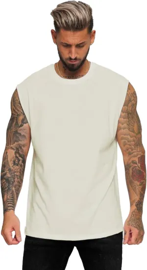 Aelfric Eden Men's Vintage Solid Cap Sleeve T-Shirts Oversized Casual Summer Basic Tees Tank Top