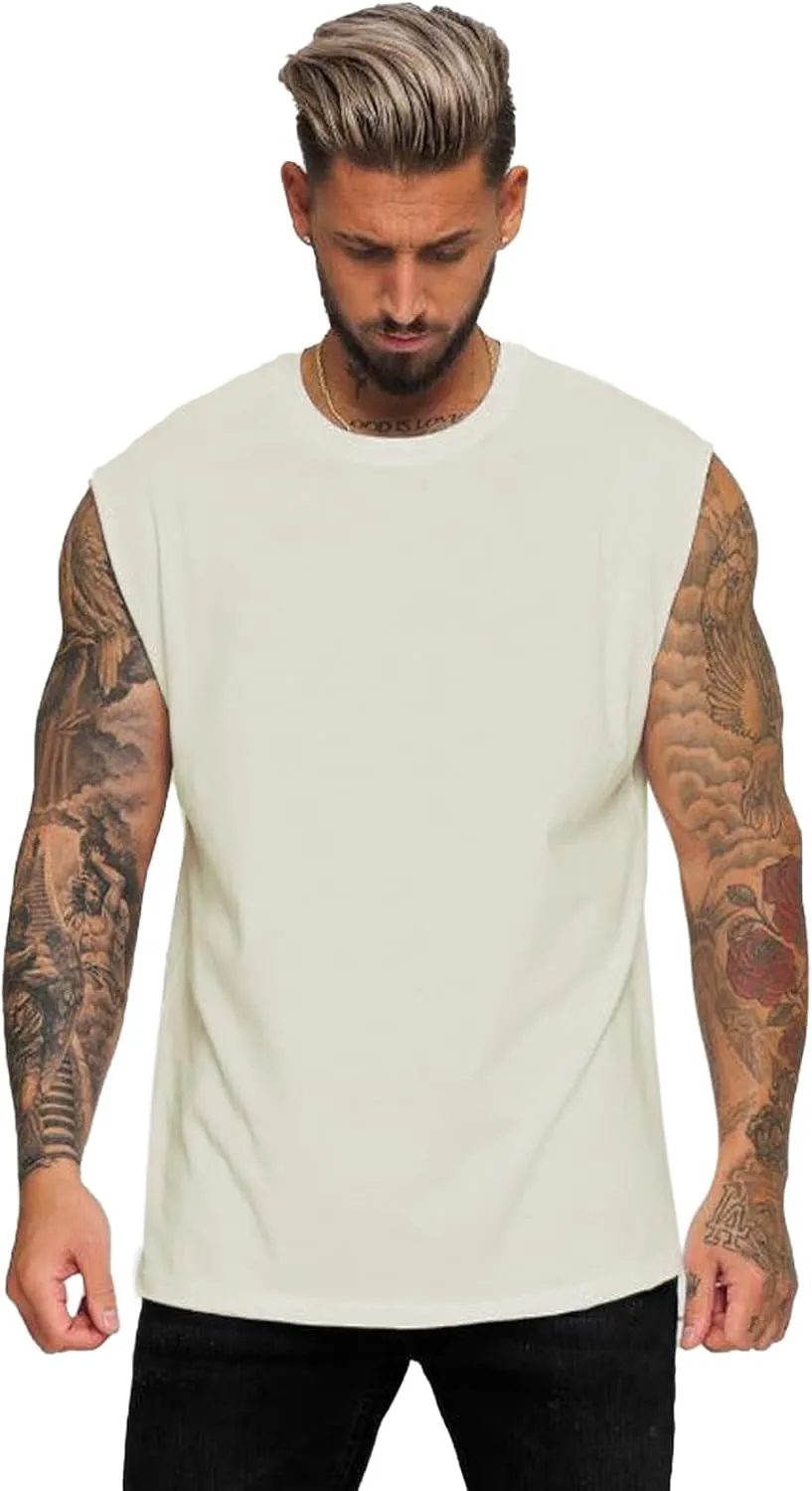 Aelfric Eden Men's Vintage Solid Cap Sleeve T-Shirts Oversized Casual Summer Basic Tees Tank Top