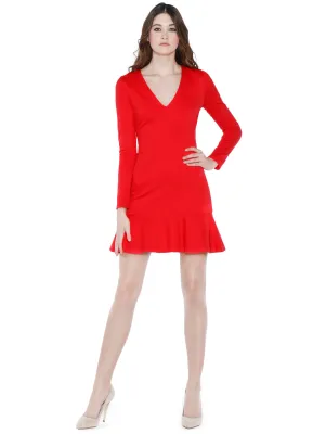 Alice   Olivia- Francine Vneck Fit and Flare Dress