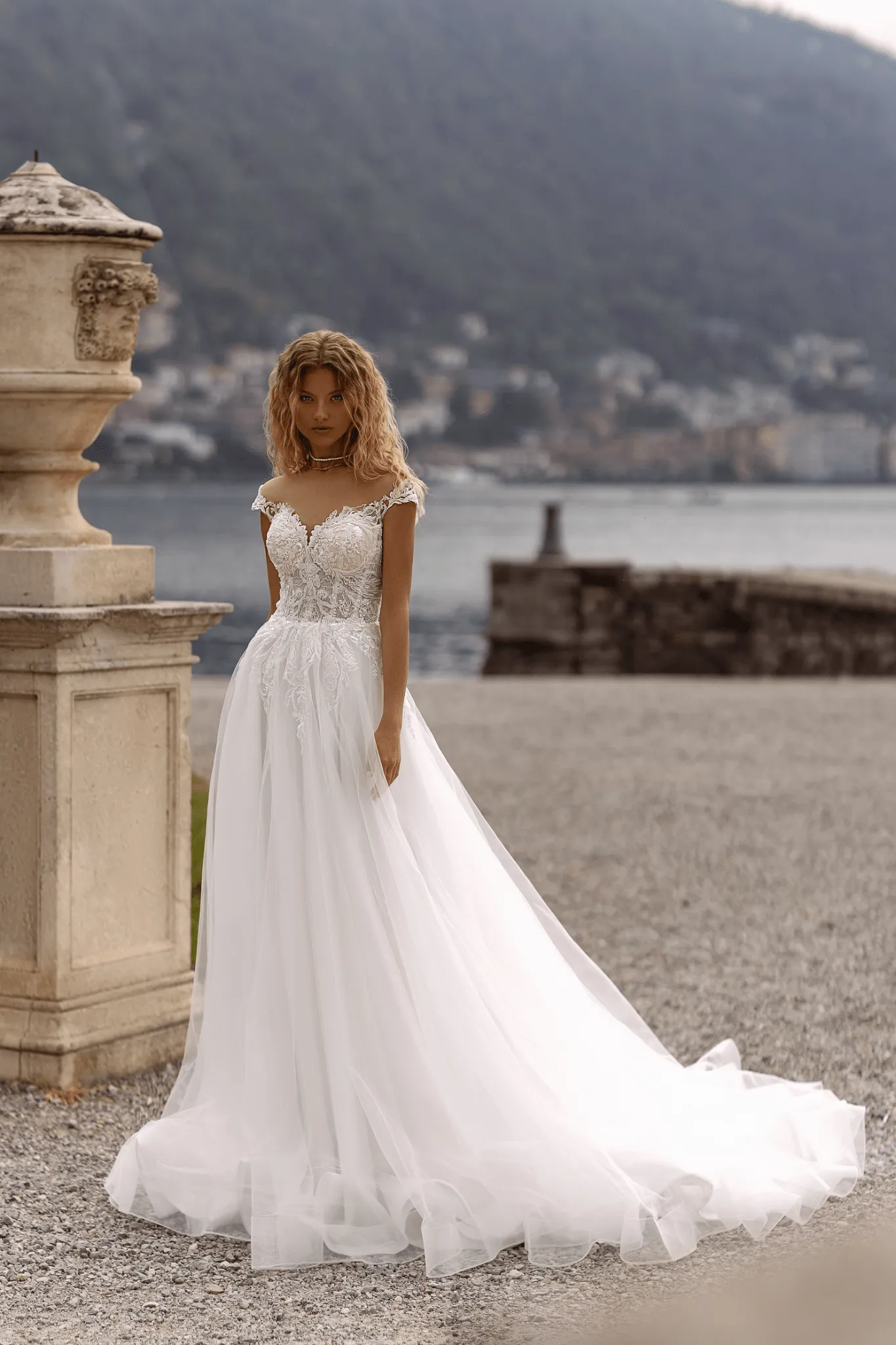 Aline Wedding Dress with Lace Sleeves- Floral Lace Wedding Dress - Corset Wedding Gown Plus Size