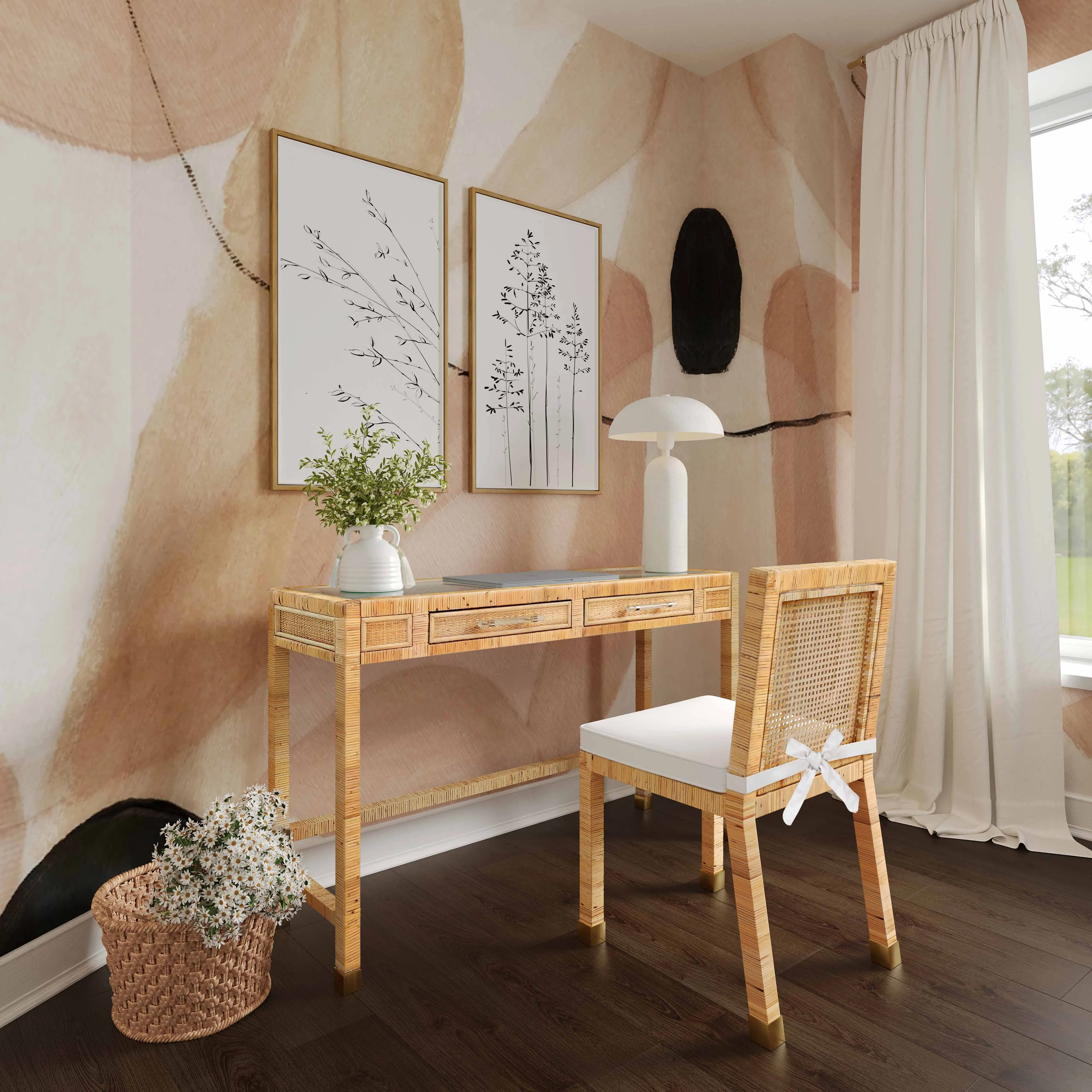 Amara Woven Rattan Desk