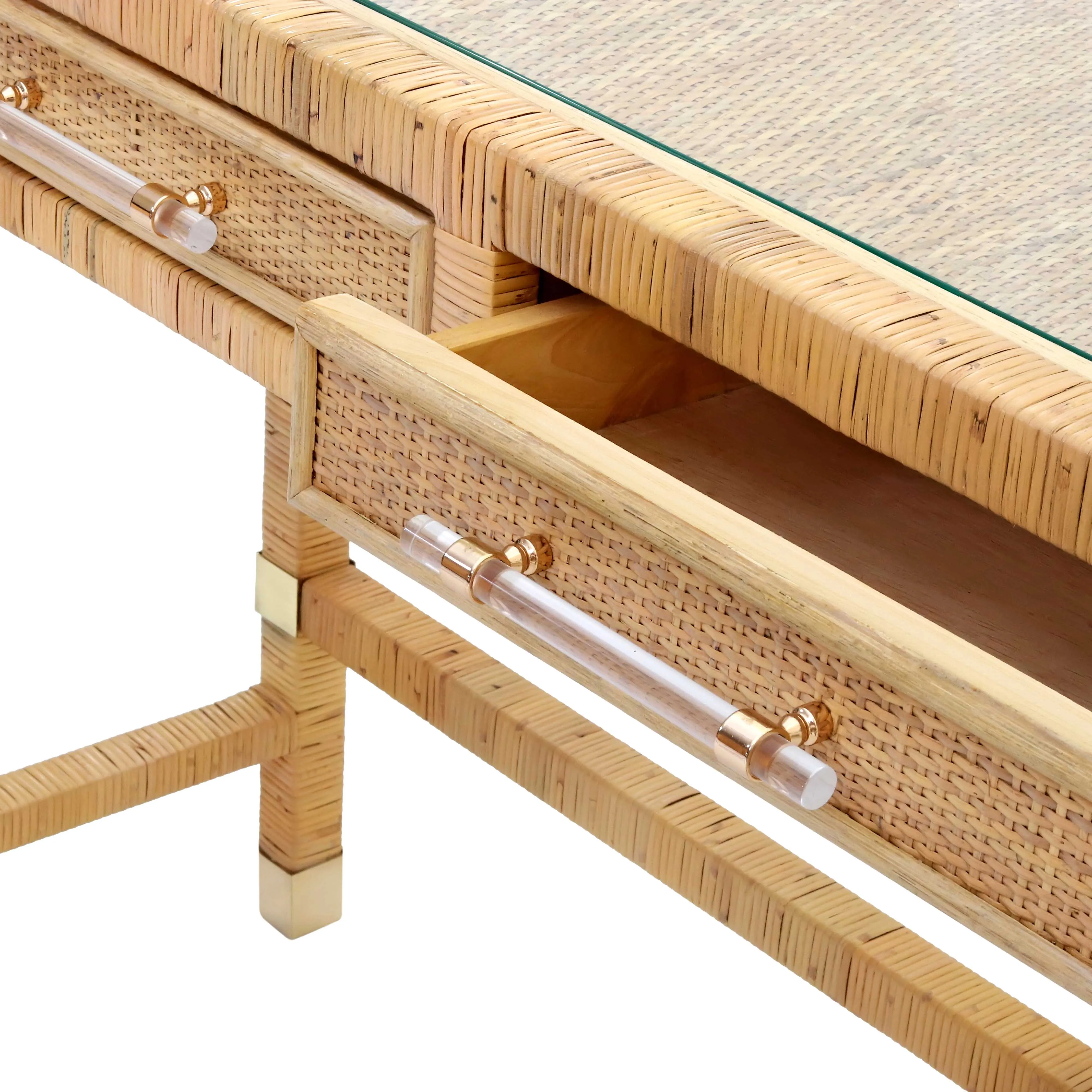 Amara Woven Rattan Desk