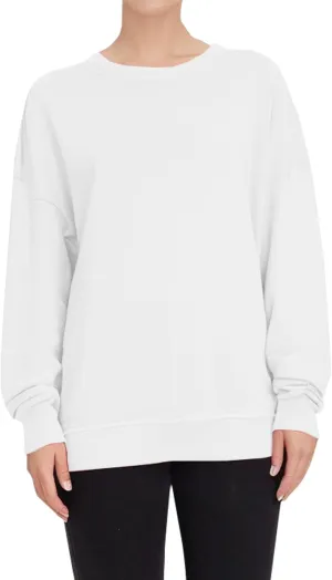 Amazon Try Before You Buy Women Clothes,Top Women Loose Woman's Casual Fashion Long Sleeve Solid Color Round Collar Hoodie Lightweight Oversized (#1-White, L)