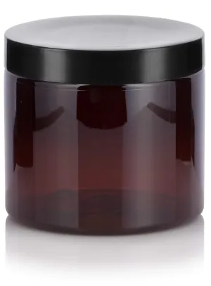 Amber Large 16 oz PET Plastic (BPA Free) Refillable Jar - (8 Pack)