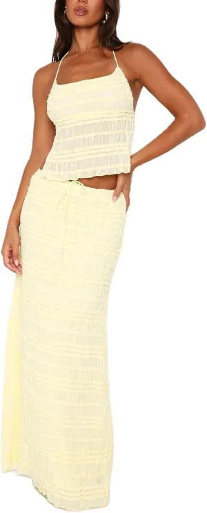 Amiblvowa Women Y2k 2 Piece Maxi Skirt Set Backless Smocked Lace Halter Crop Top Tiered Flowy Long Skirt Club Streetwear