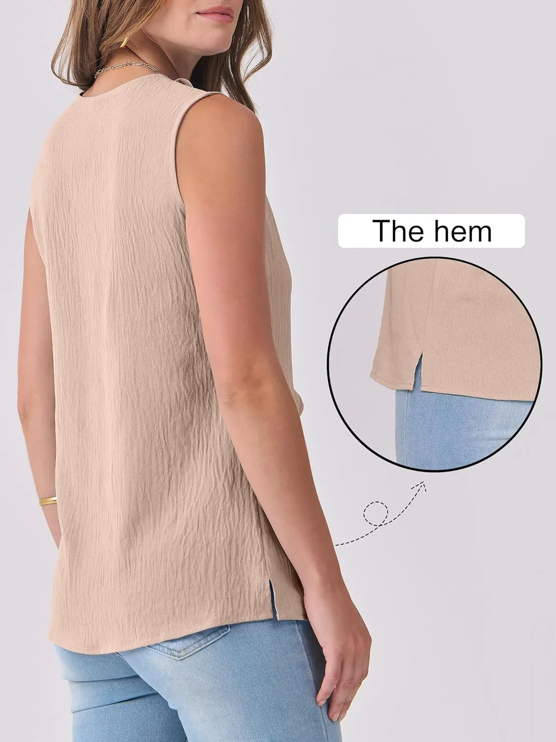 ANRABESS Womens Summer Tank Tops V Neck Sleeveless Ruffle Business Texture Shirts 2025 Ladies Casual Dressy Blouses Outfits