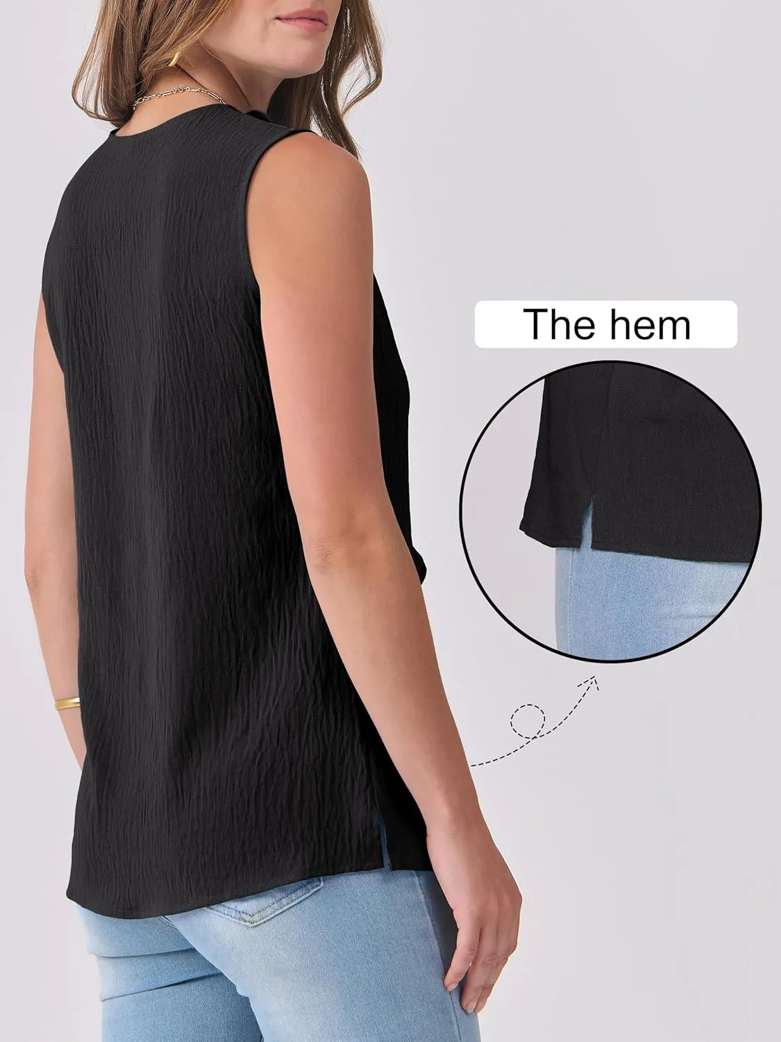 ANRABESS Womens Summer Tank Tops V Neck Sleeveless Ruffle Business Texture Shirts 2025 Ladies Casual Dressy Blouses Outfits