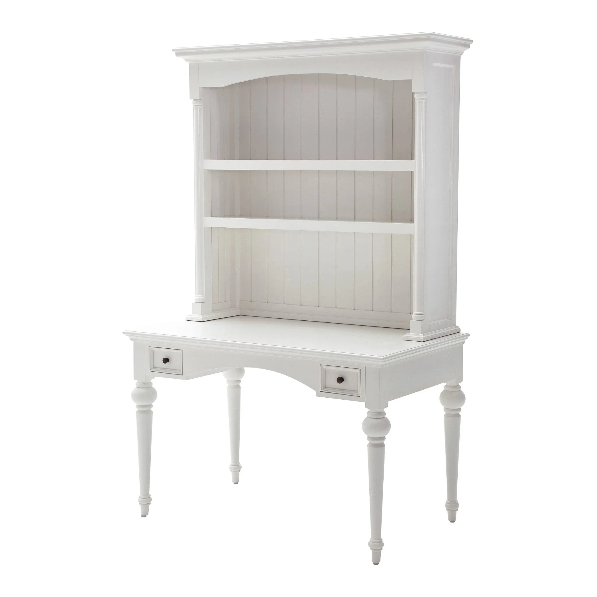 Antiqued White Provencial Writing or Computer Desk with Hutch By Homeroots