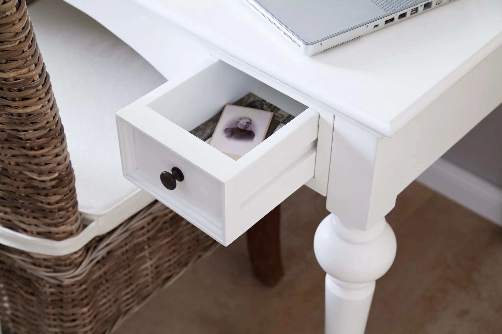 Antiqued White Provencial Writing or Computer Desk with Hutch By Homeroots