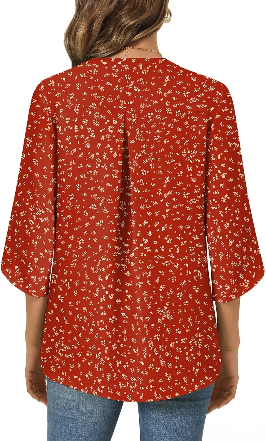 Anyally Women's Chiffon Blouses 3/4 Sleeve Summer Dressy Tunic Tops Casual Loose V Neck T-Shirts