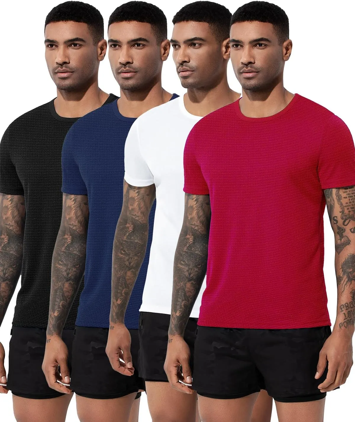 Arjen Kroos Men's Quick Dry Fit Running T-Shirts 4 Pack Activewear Gym Shirts Breathable Workout Undershirts