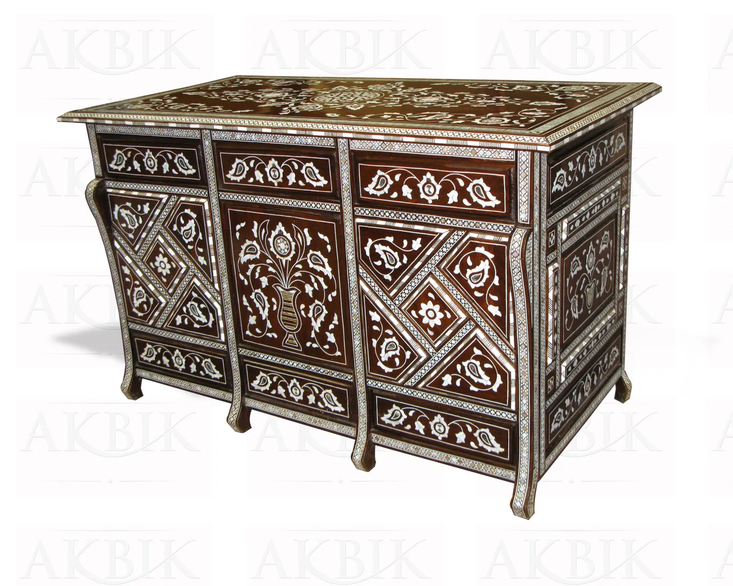Artisan-Crafted Mother of Pearl Inlaid Desk: Aspiration Design
