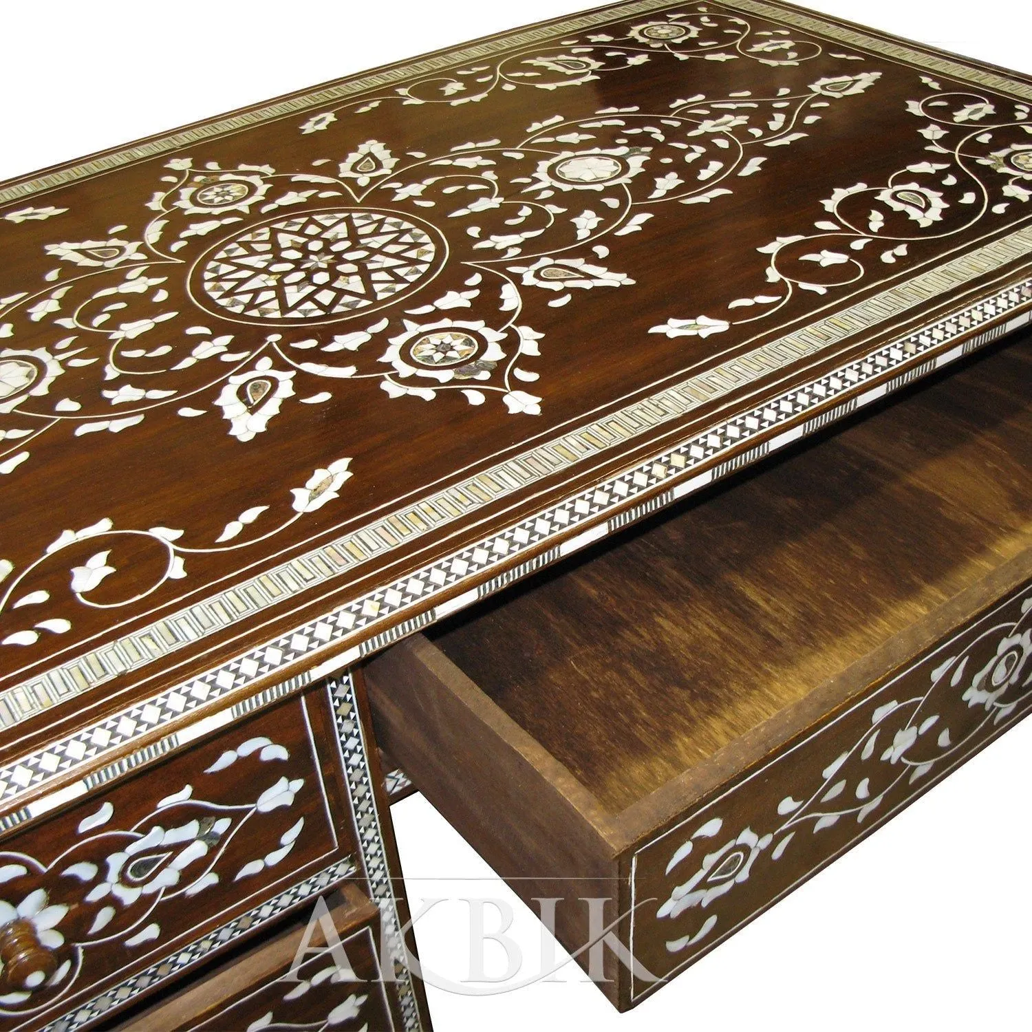 Artisan-Crafted Mother of Pearl Inlaid Desk: Aspiration Design