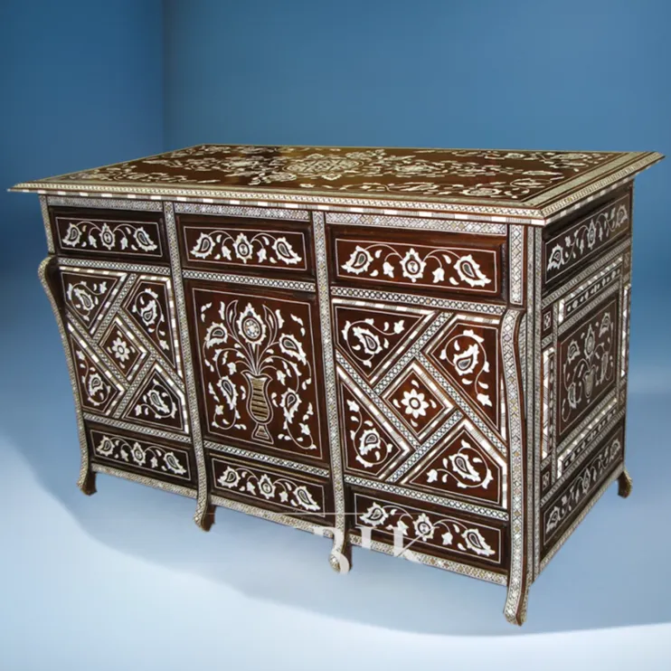 Artisan-Crafted Mother of Pearl Inlaid Desk: Aspiration Design