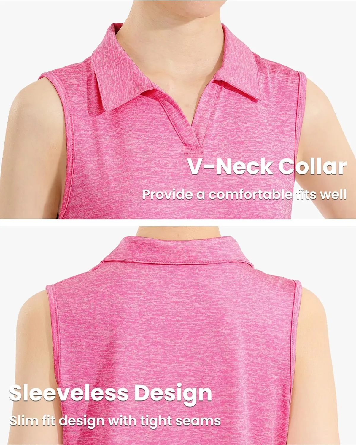 Auranso Girls Sleeveless Polo Shirts V-Neck Golf Tennis T-Shirts with Collared Quick Dry Tank Tops