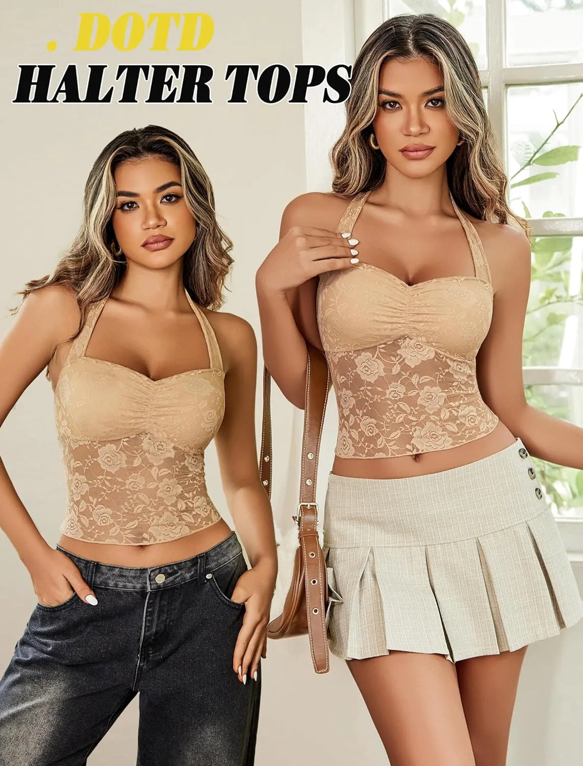 Avidlove Lace Halter Tops for Women Y2K Sexy Tank Top Camisoles Shirts Cute Going Out Outfits Summer Trendy Tops
