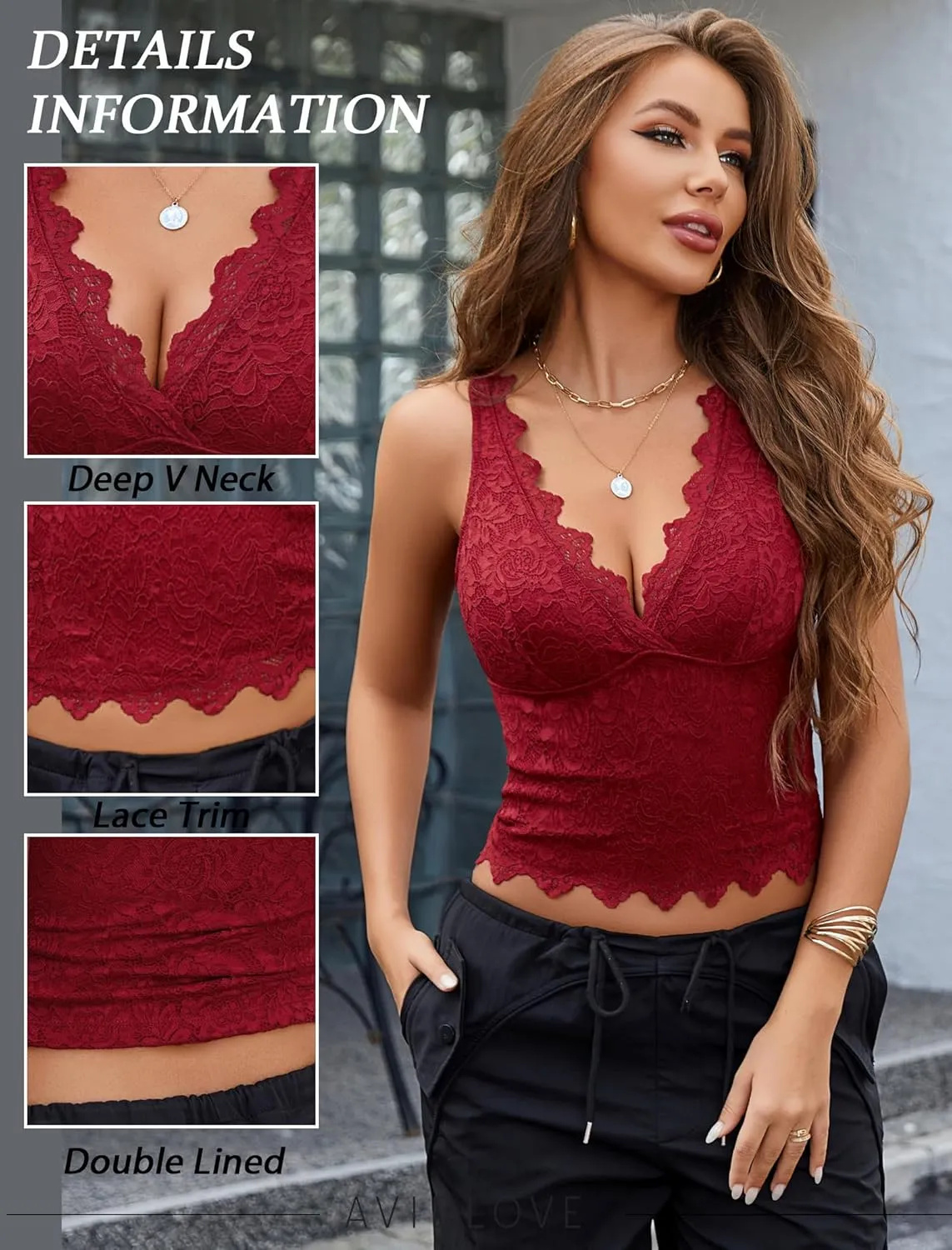 Avidlove Lace Tank Tops for Women Summer Going Out Tops Y2k Sexy Lace Top