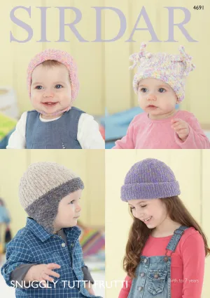 Babies Hats in Sirdar Snuggly Tutti Frutti (4691)